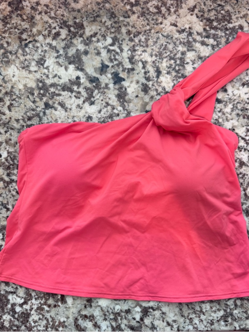 NWT Vince Camuto Asymmetric Knot-Shoulder Tankini in Coral